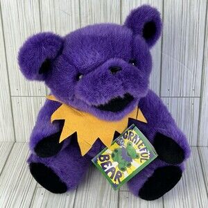 12" Purple w/ Ylw Bandana  Jointed Grateful Dead Plush Bear  1990  Liquid Blue